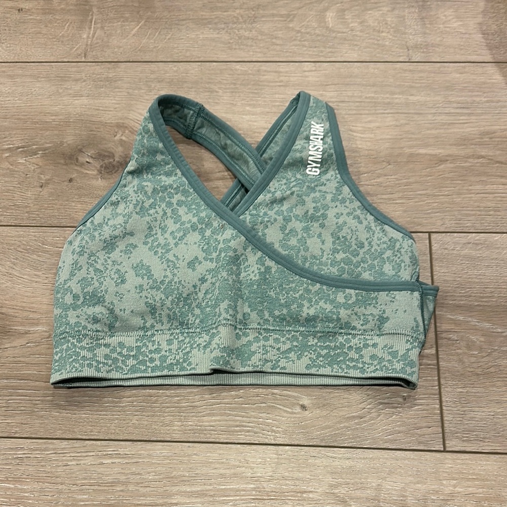 Gymshark Green Patterned Sports Bra